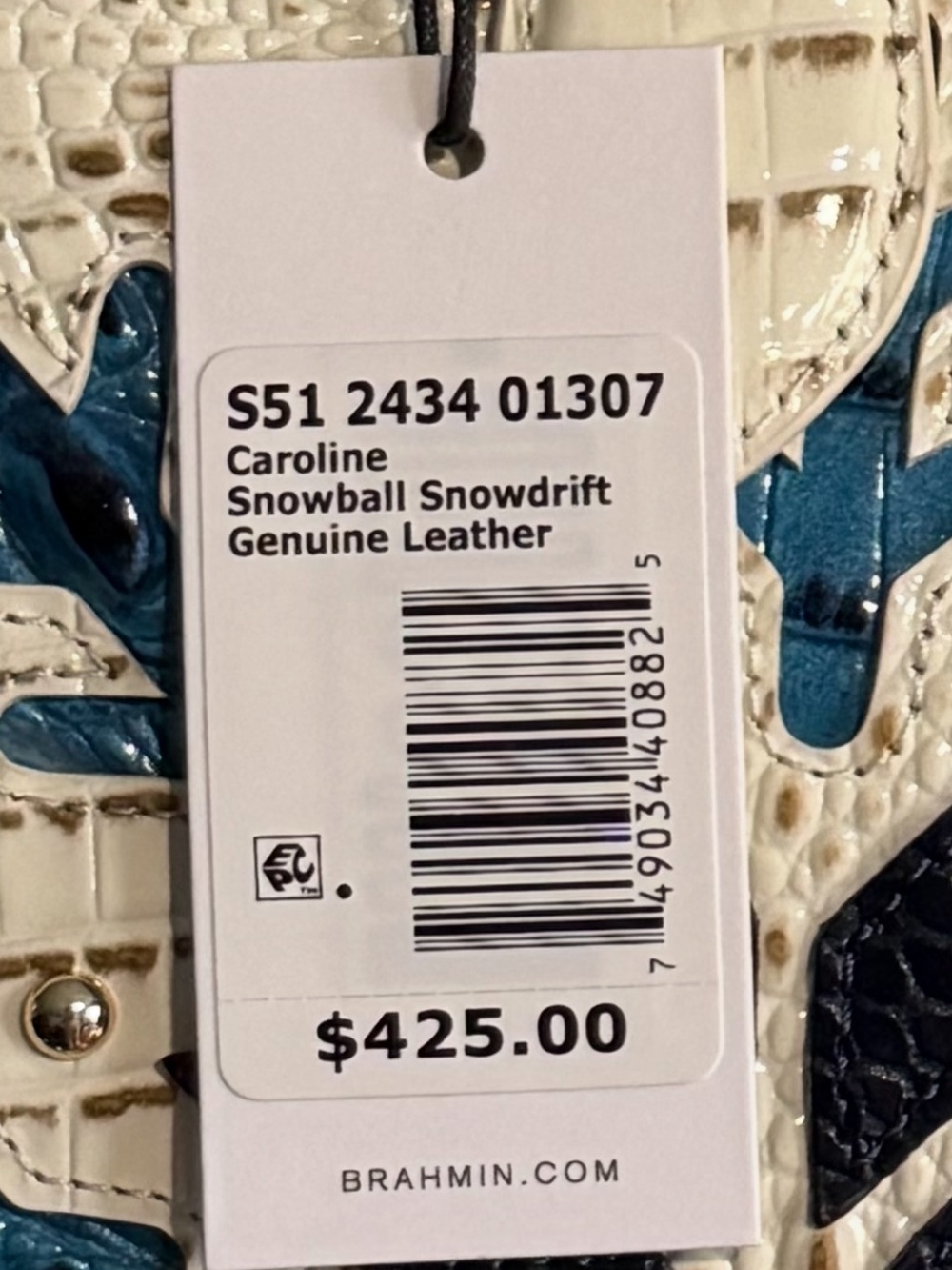 Brahmin Caroline Snowflake Snowdrift Melbourne Leather Satchel - Picture 3 of 7